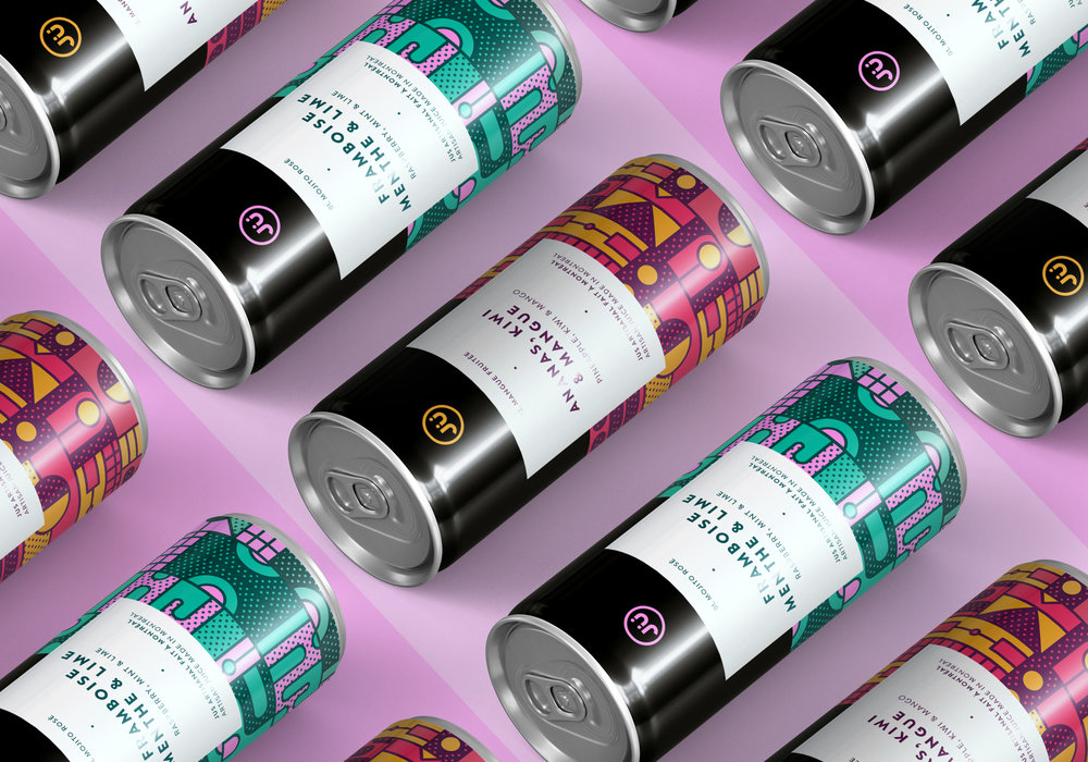 Bold Colours and Patterns for Healthy Canadian Juice Brand Concept